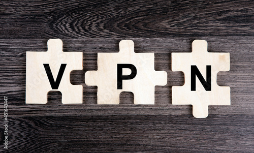 Three puzzle pieces with inscription VPN photo