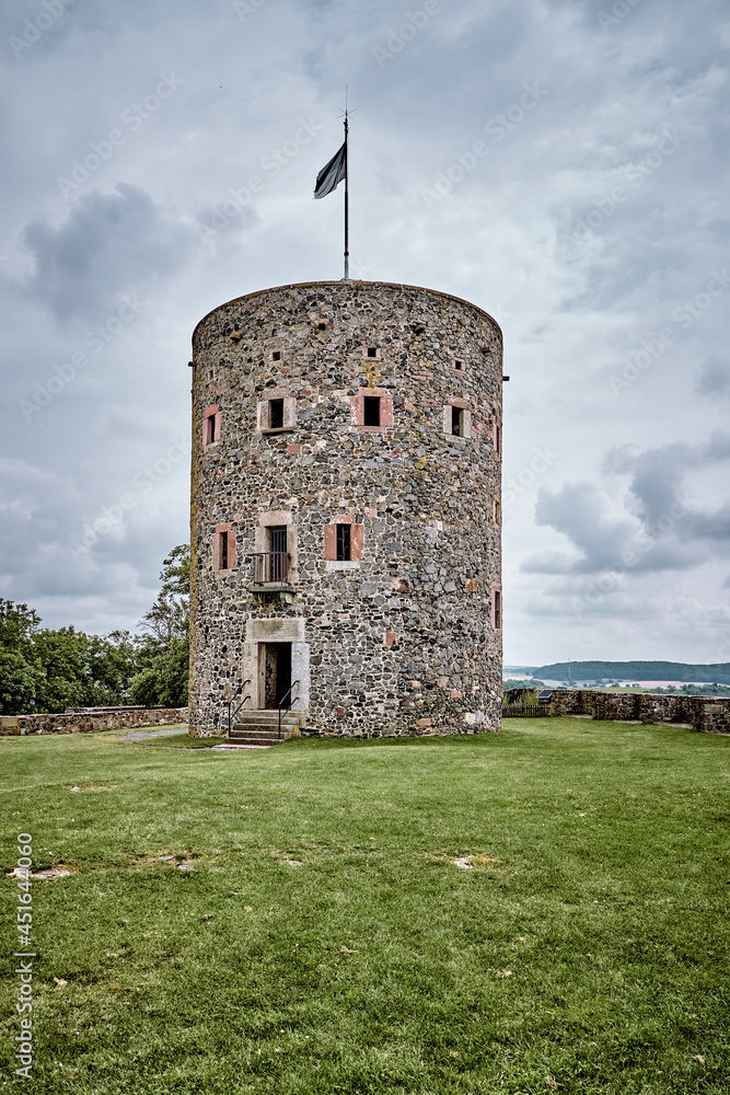 Lookout tower on the ruins of Hohenburg, above the core town of Homberg Lookout tower on the ruins of Hohenburg, above the core town of Homberg