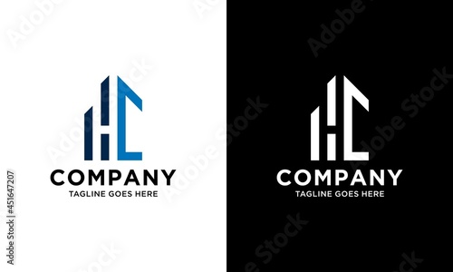 H C Initial logo concept with building template vector.