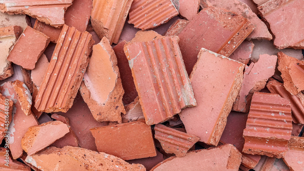 broken bricks in construction. brick rubble. architecture and engineering concept. own home. broken bricks in construction. brick rubble. architecture and engineering concept. own home.