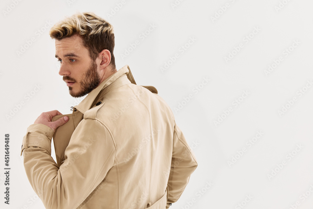 Obraz premium handsome man in coat autumn style fashion cropped back view