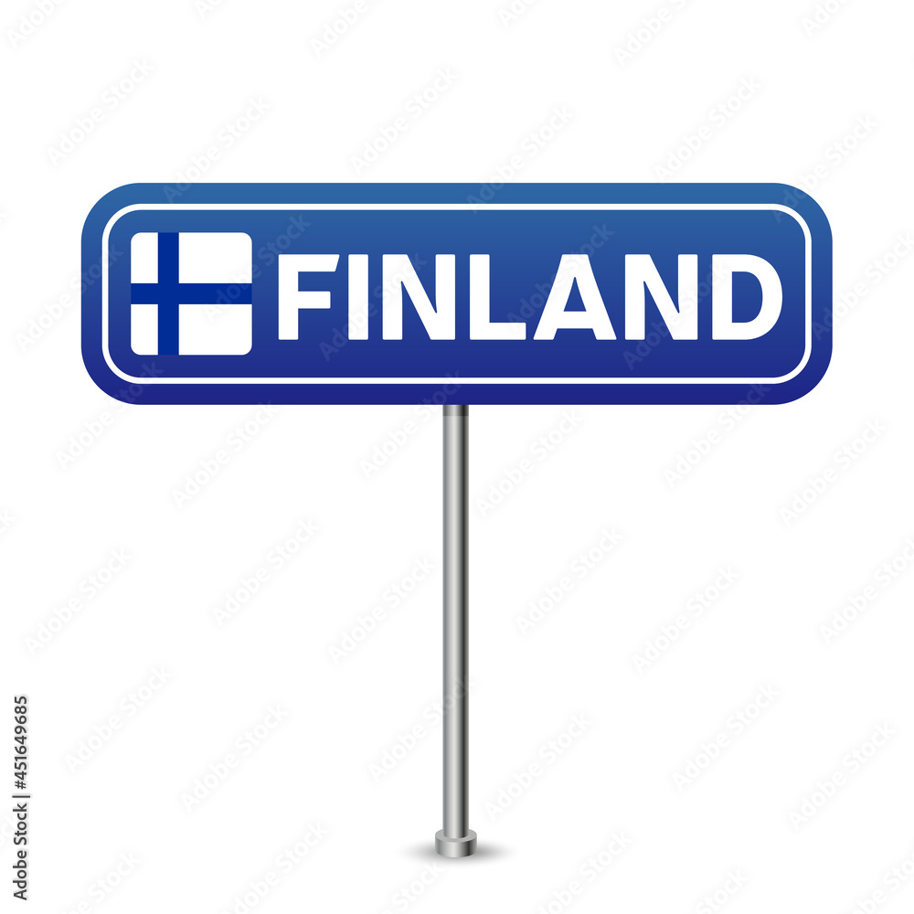 finland road sign. National flag with country name on blue road traffic signs board design vector illustration. finland road sign. National flag with country name on blue road traffic signs board design vector illustration.