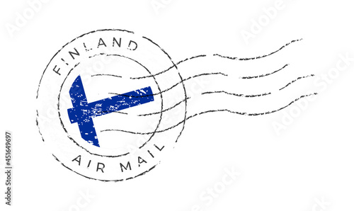 finland postage mark. National Flag Postage Stamp isolated on white background vector illustration. Stamp with official country flag pattern and countries name