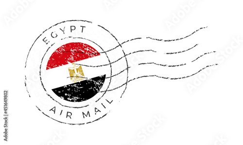 egypt postage mark. National Flag Postage Stamp isolated on white background vector illustration. Stamp with official country flag pattern and countries name photo