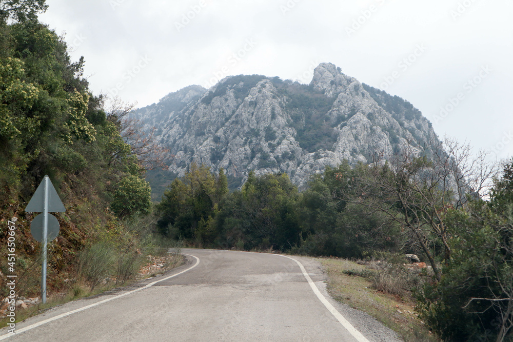 beautiful scenic road to ancient city Termessos that lost in Turkey mountains