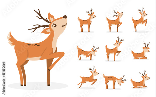 Cartoon deer animal, cute character flat style. © Little Monster 2070