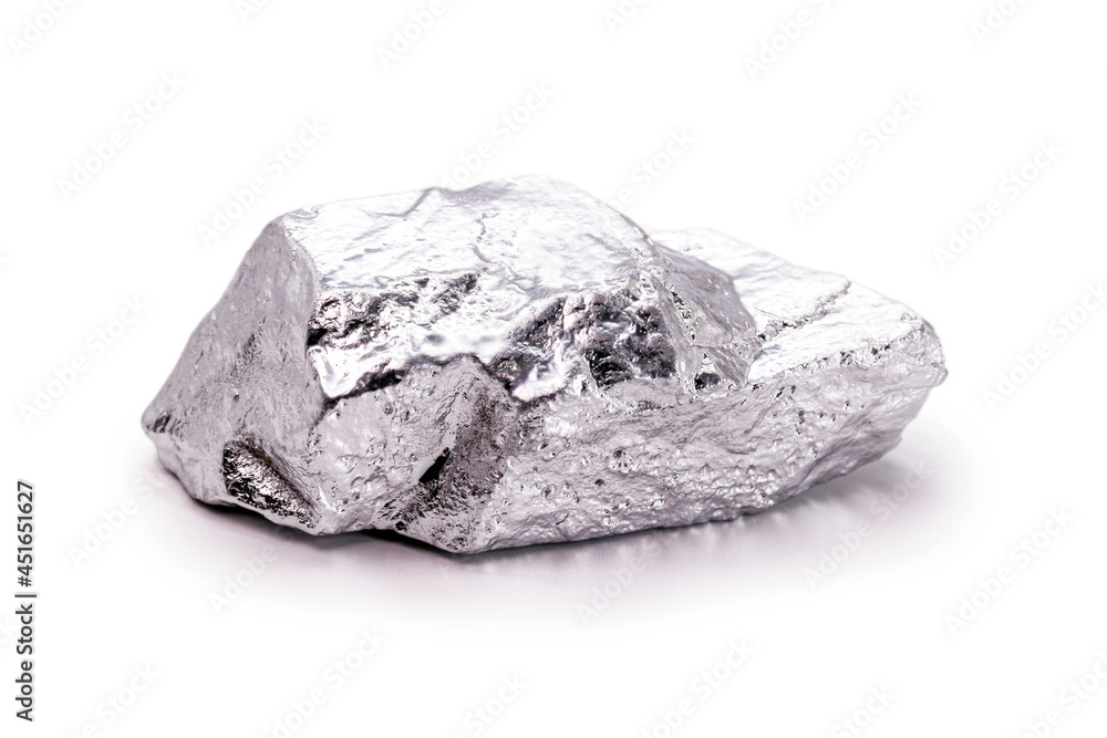 99.995% fine indium isolated on white background, metal and metallic alloy 99.995% fine indium isolated on white background, metal and metallic alloy