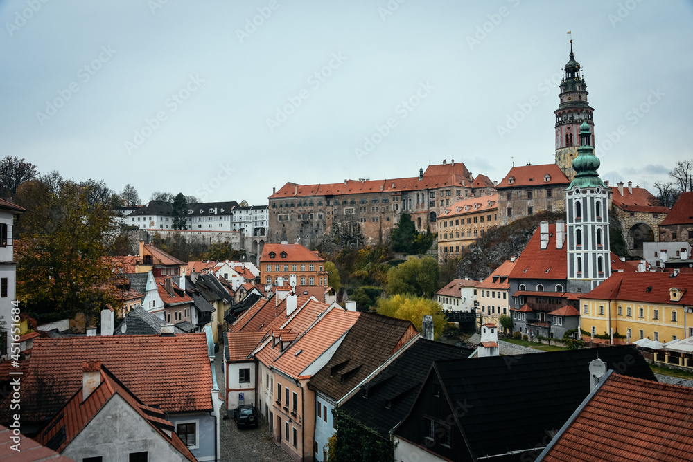 Cesky Krumlov. view of the red roofs