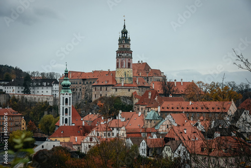 Cesky Krumlov. view of the red roofs