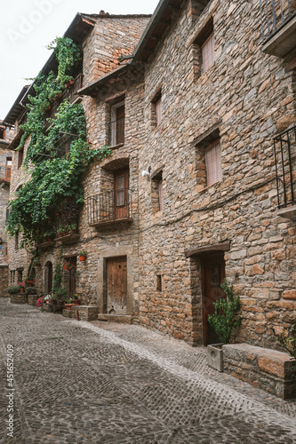 Fototapeta Naklejka Na Ścianę i Meble -  casa y calle de piedra en el pueblo del pirineo