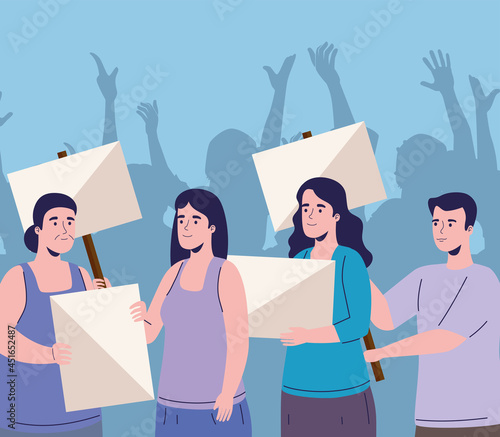 four persons protesting