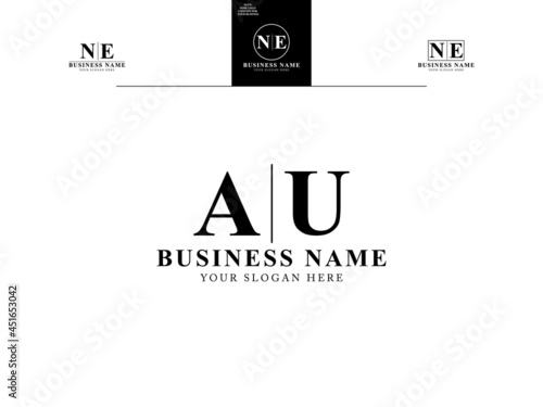 Letter AU Logo, Monogram au logo icon vector with Abstract A&U unique and simple letter logo design for all kind of business photo