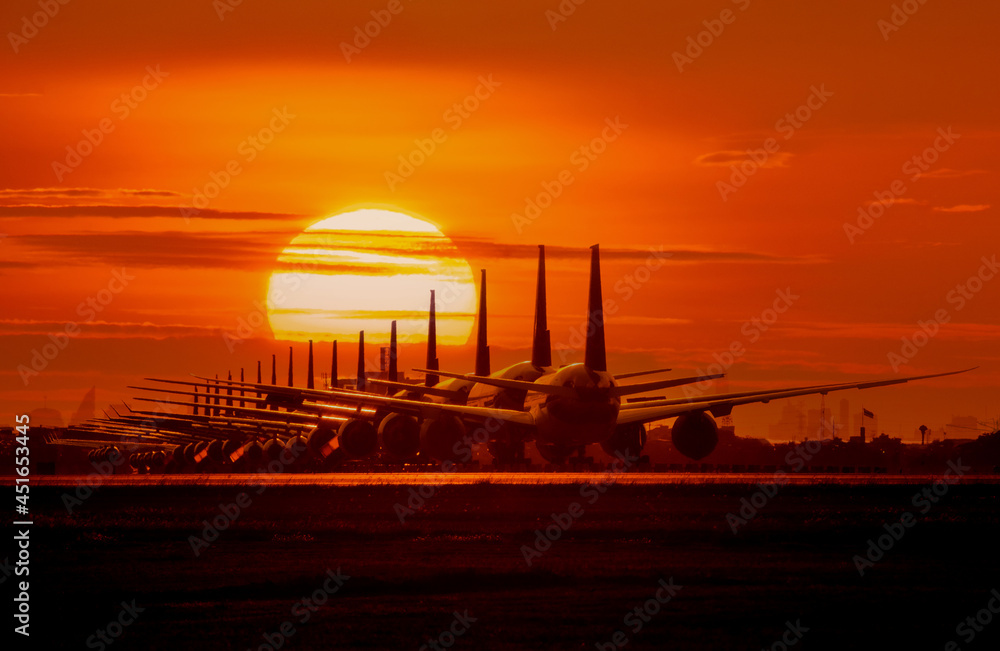 Sunset at Suvarnabhumi International Airpor