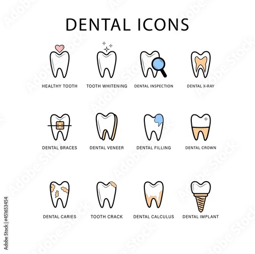 Dental logo icons set design template vector
