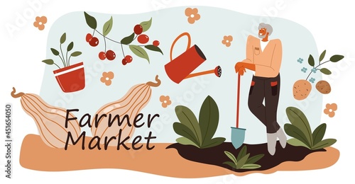Farmer market, agriculture and farming selling