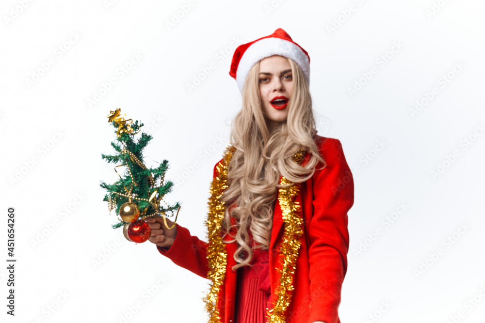 pretty woman dressed as santa christmas holiday posing decoration pretty woman dressed as santa christmas holiday posing decoration