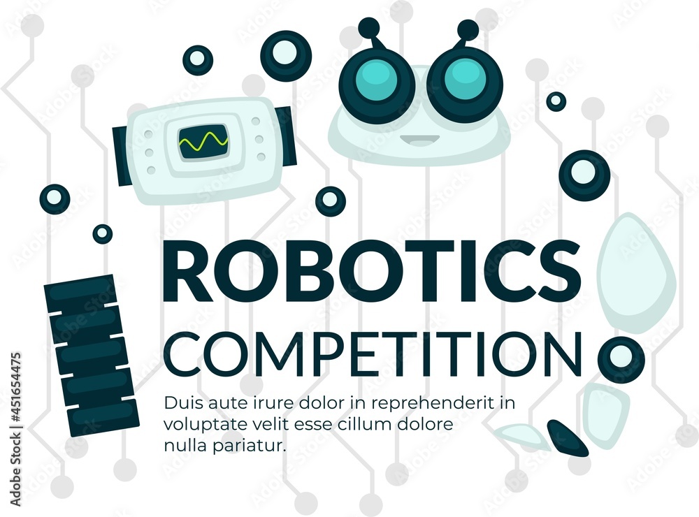 Fototapeta premium Robotics competition, exhibition or display poster