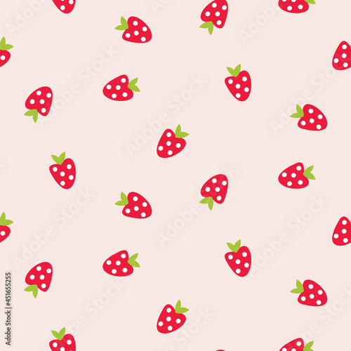 Seamless pattern with strawberry. Summer berry vector background