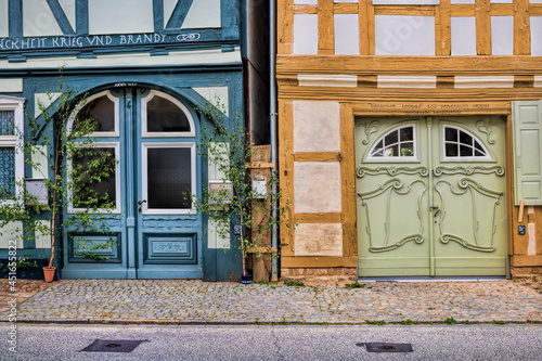 wusterhausen, deutschland - historische häuser in der altstadt photo