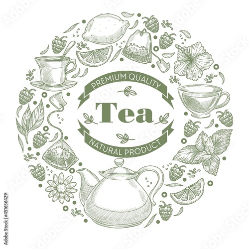 Organic tea and herbal hot beverages for health