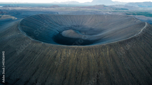 aerial view of the volcano