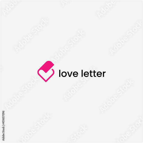greeting combination logo paper and love logo design graphic
