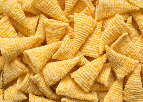 Heap of bugle finger corn snacks photo