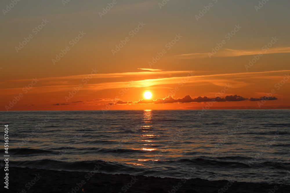 Beautiful sunset at the Polish seaside