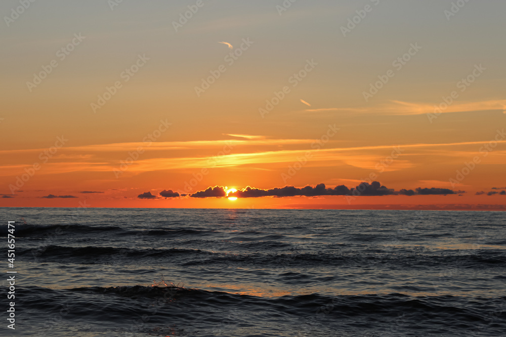 Beautiful sunset at the Polish seaside