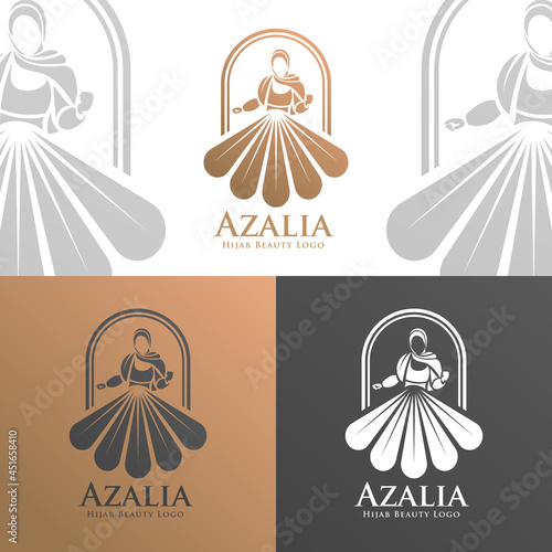 beauty hijab woman logo template