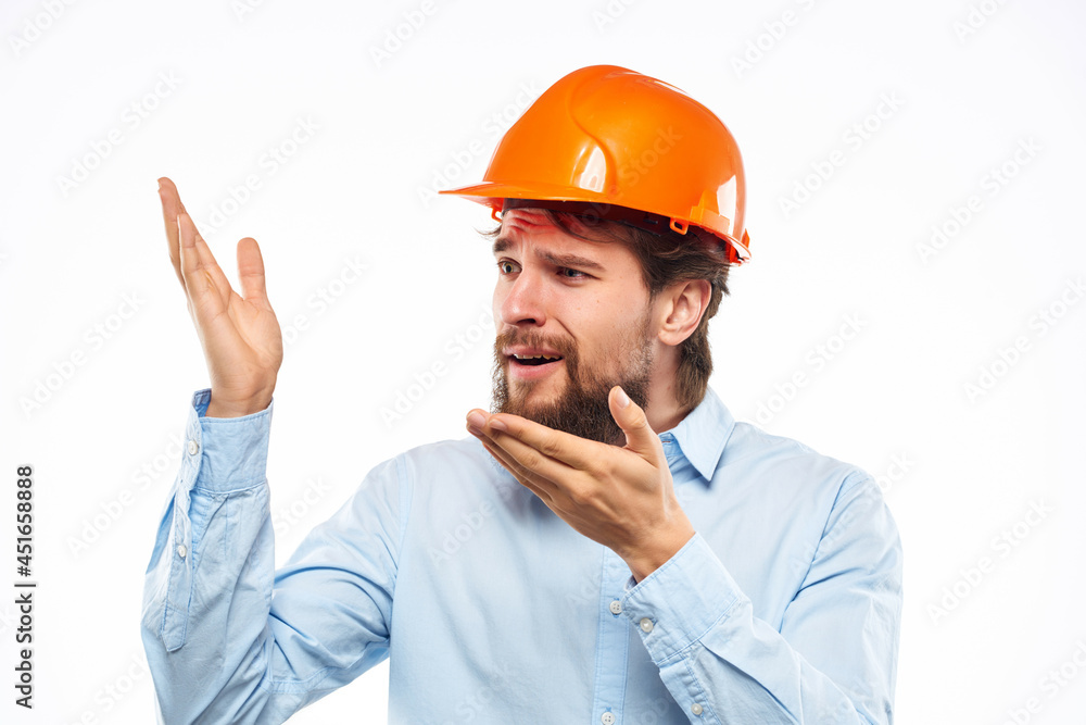 surprised man work in the construction industry protective uniform surprised man work in the construction industry protective uniform