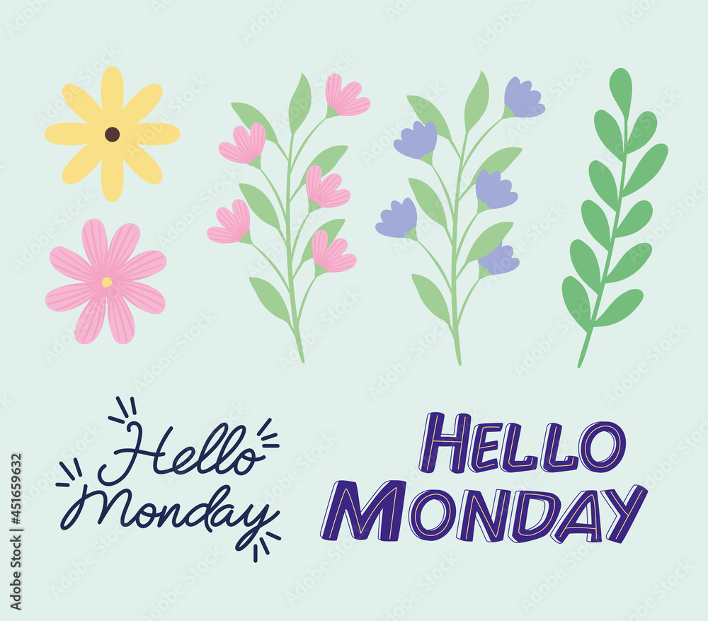 Obraz premium hello monday and flowers