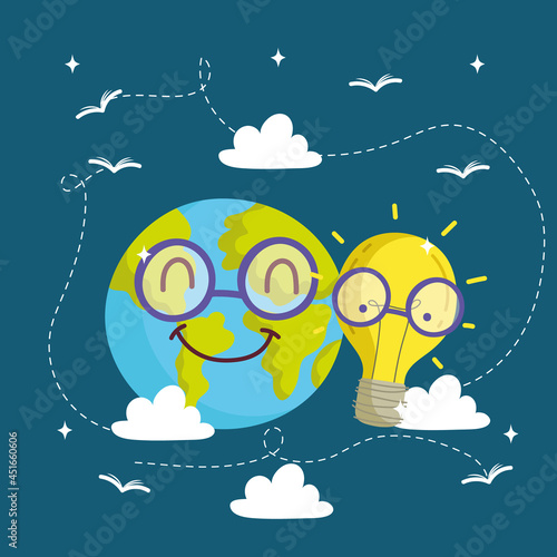 cartoon world and bulb