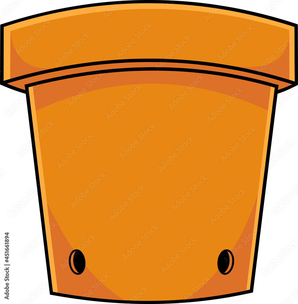 Cartoon Flower Pot Vector Hand Drawn Illustration Isolated On