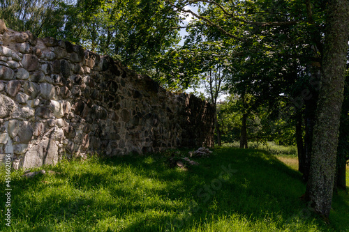 Medieval castle mound wall made of many stones