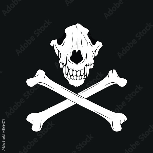 Wolf Skull Crossbones Jolly Roger