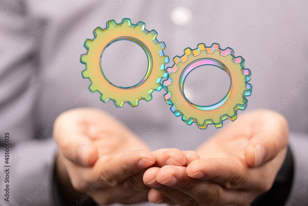Business, Internet and technology concept. Business select gear icon on virtual screen/ Business, Internet and technology concept. Business select gear icon on virtual screen/