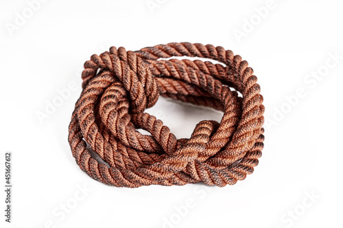 Small coil of rope isolated on a white background