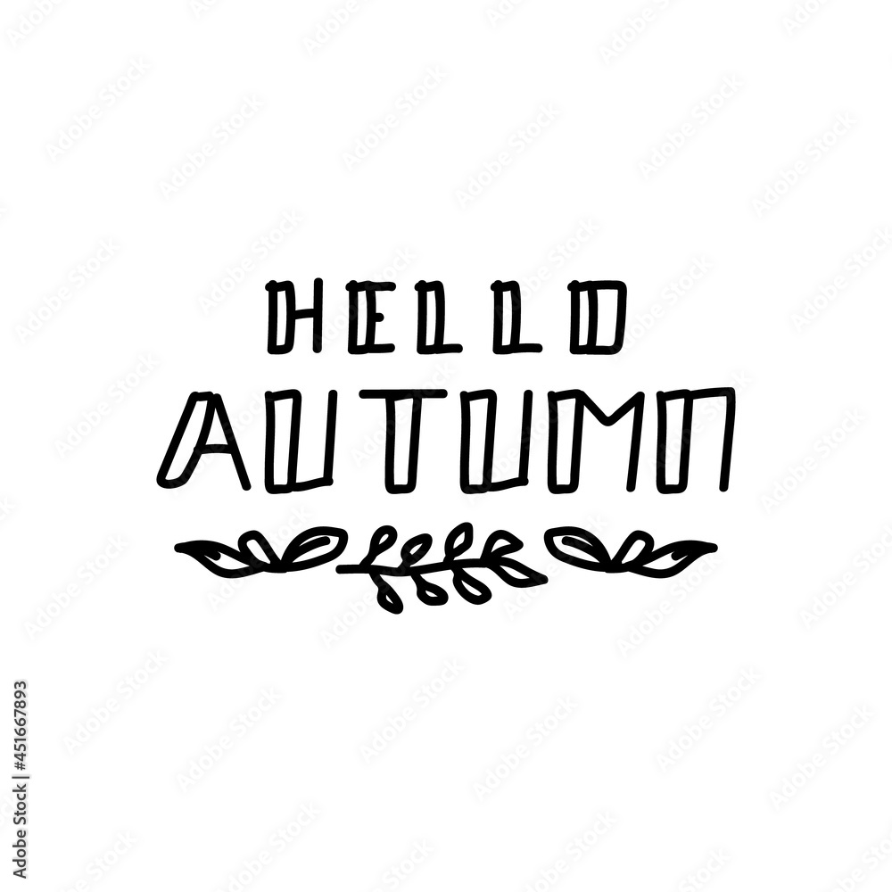 Simple hand lettering typography hello autumn design