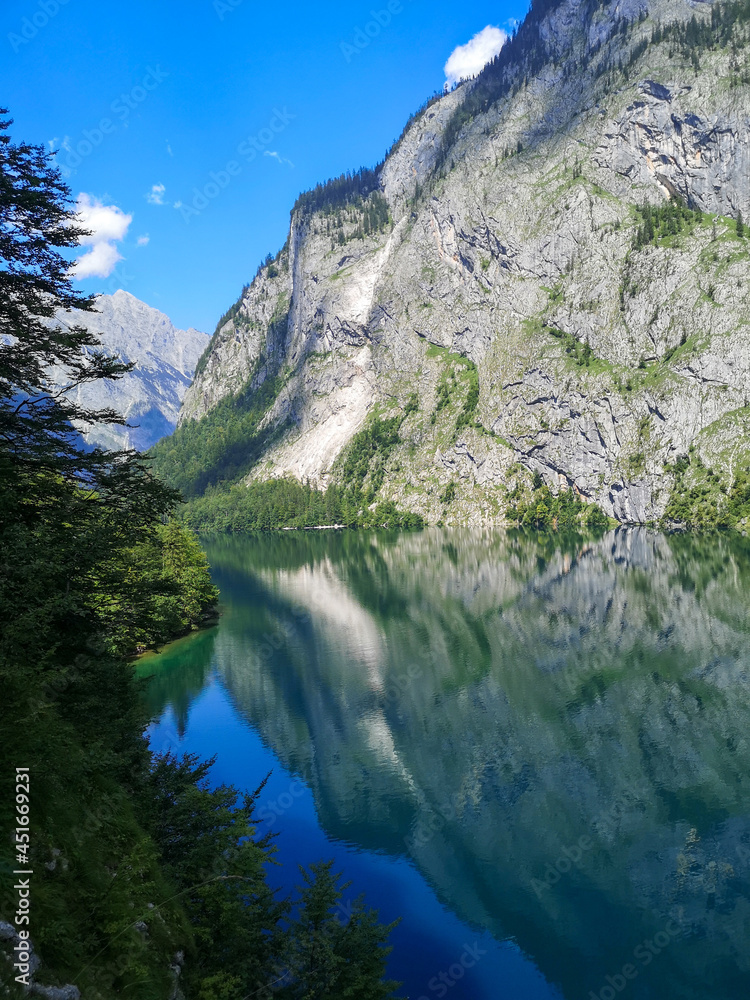 Reflection of the rock in Obersee - Berchtesgaden Alps, Germany