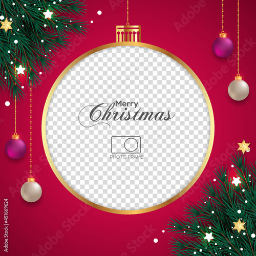 Christmas Photo Frame  Pine Branch  Christmas Ball