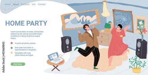 Vector cartoon flat characters friends in happy positive mood at home party.Young people enjoys life,rejoice,dance-emotions,friendship concept.Landing page,web banner ad,social media stories design