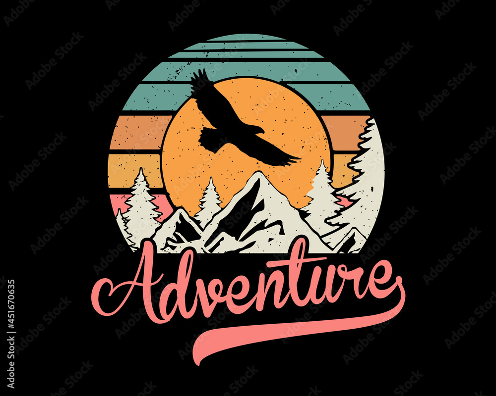 Adventure t-shirt, T-shirt, Vintage design, Vintage t-shirt design, Illustration, Graphics and more