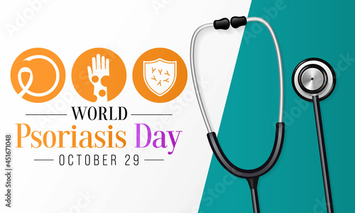 World Psoriasis day is observed every year on October 29, it is a skin condition that causes red, flaky, crusty patches of skin covered with silvery scales. Vector illustration