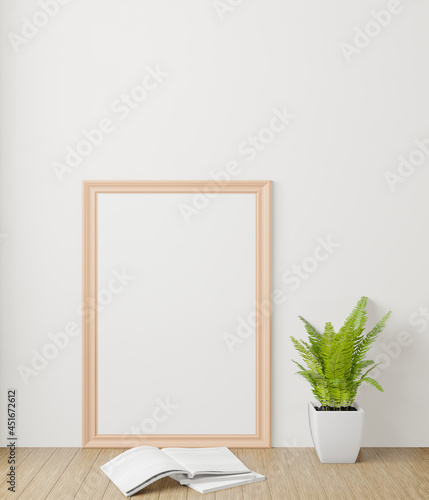 3D Mockup photo frame in Modern interior of living room