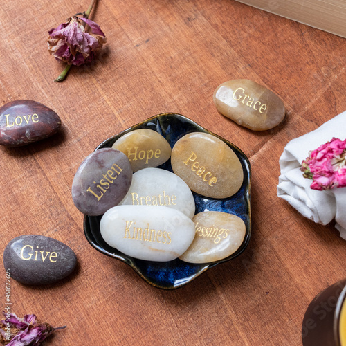 Photography Motivational inspirational stones with writings