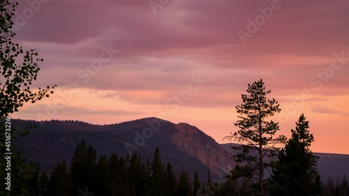 Timelapse of colorful sunset over the Uinta Mountains in Utah on summer night. photo
