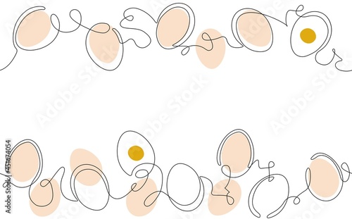 Vector Pattern with Eggs. Continuous line drawing style.