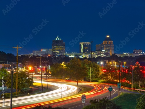 Night view of downtown Greensboro, North Carolina photo