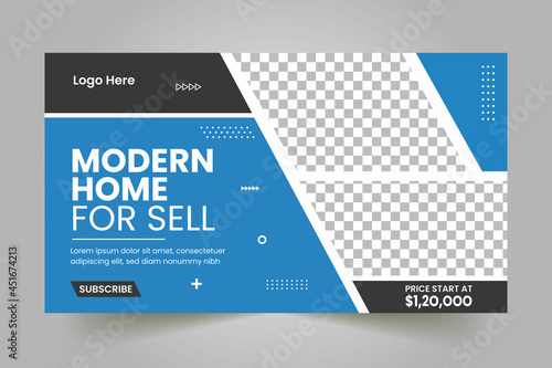 Real Estate Youtube Thumbnail Template Design and Web Banner